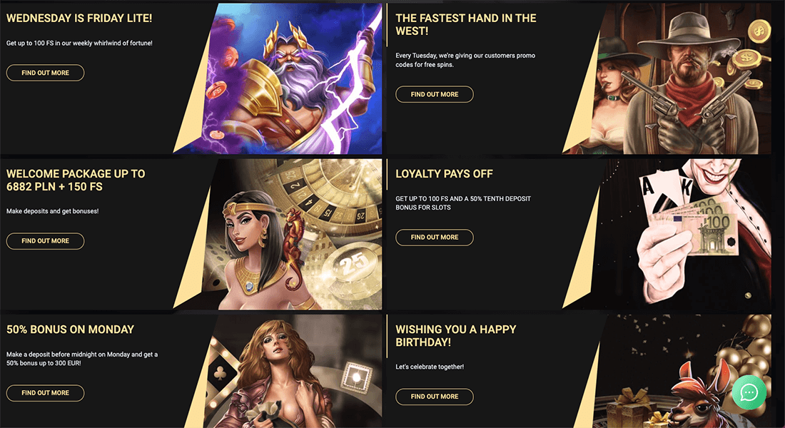 Variety of bonuses and promotions at 1xSlots Casino