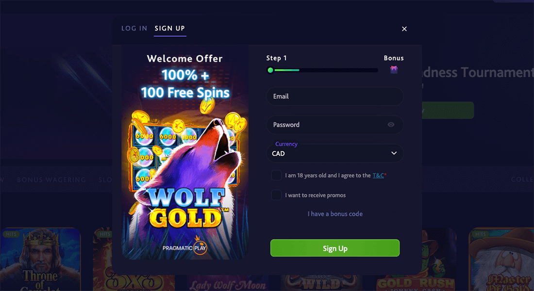 7Bit Casino registration form