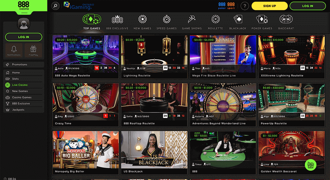 Which Live Casino games can I play at 888 Casino?