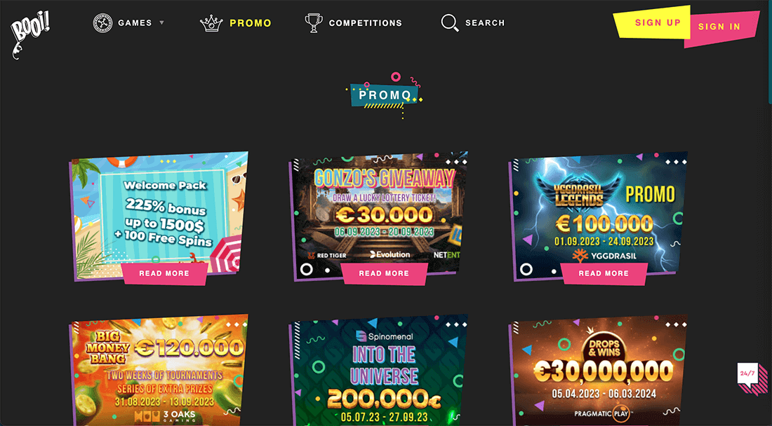Varieties of promotions and bonuses for Booi Casino players