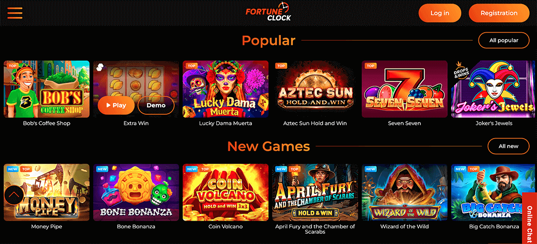 What games can you play at Fortune Clock Casino