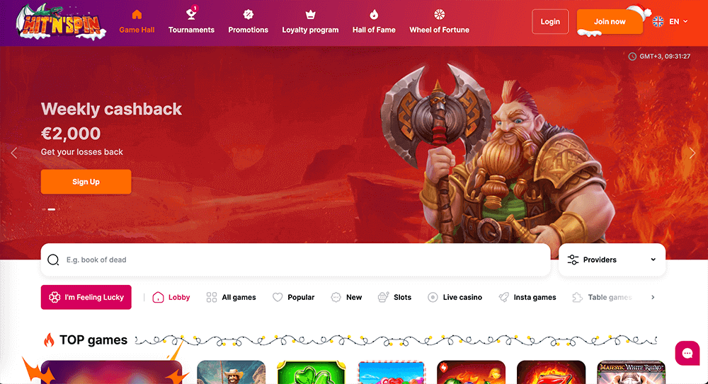 HitNSpin Casino official website