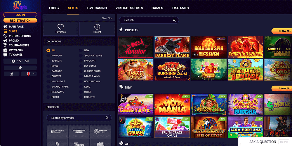 Variety of gambling games at JVSpin Casino