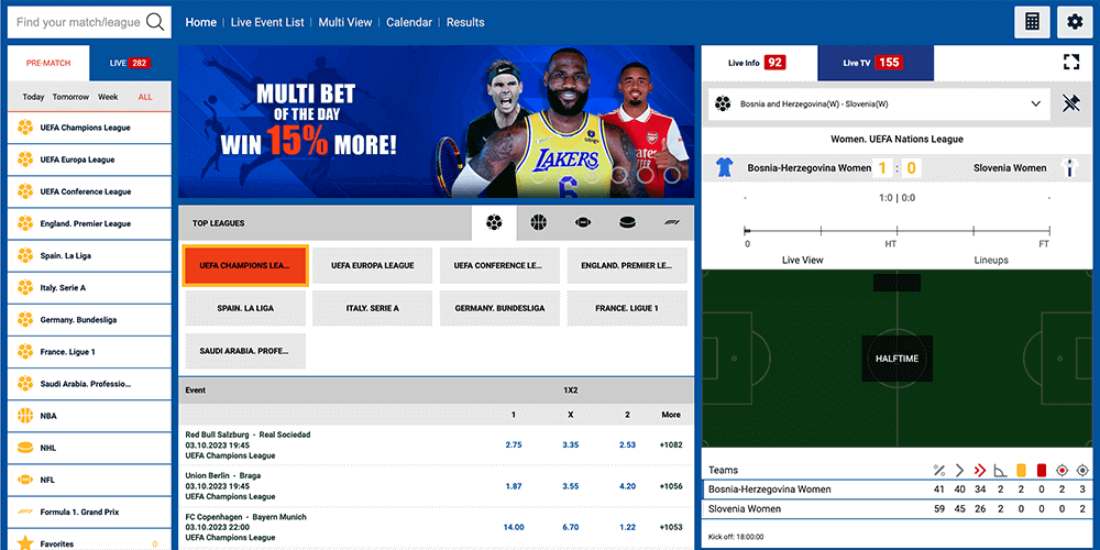 Sportsbook at Lucky Bird Casino website