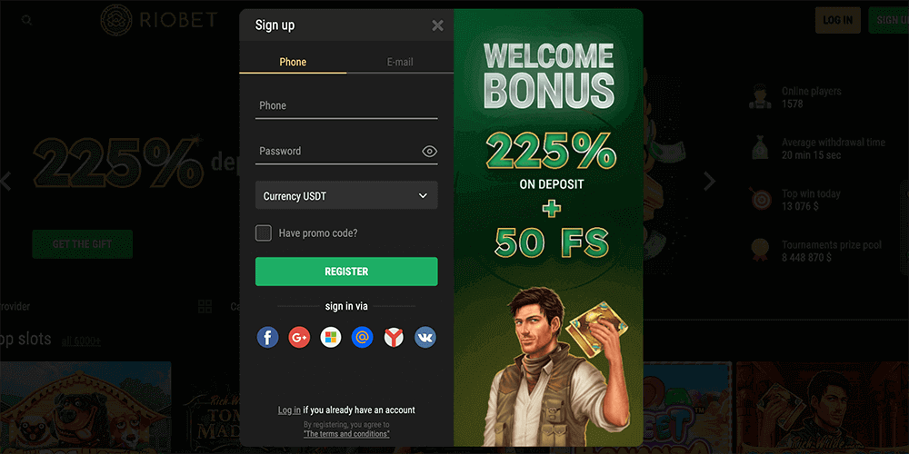How to register at Riobet Casino official website?