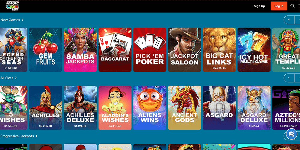 Varieties of games on the official website of Slotocash Casino