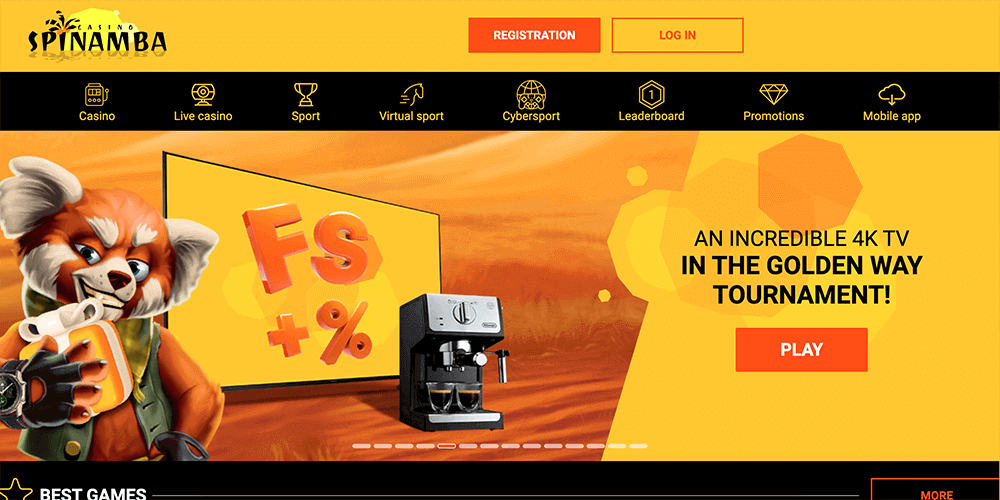 What the official site of Spinamba Casino looks like