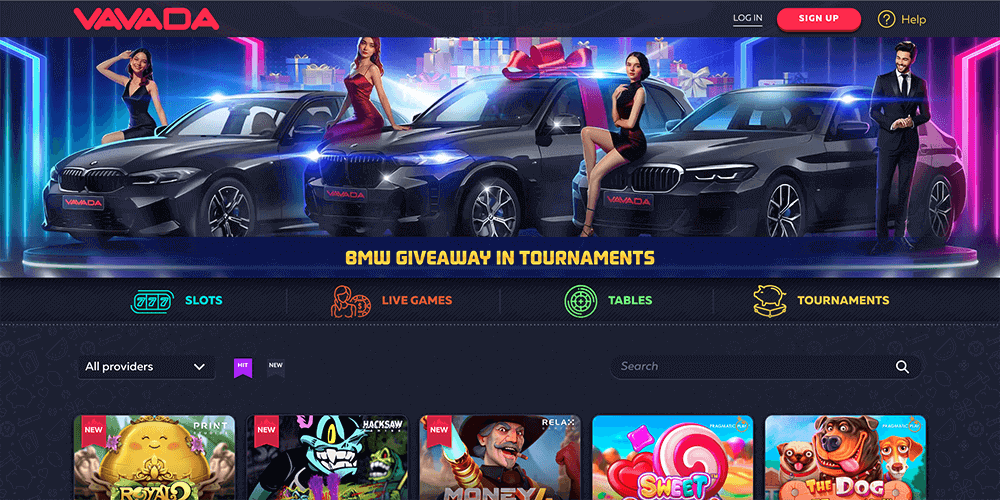 Home page of the official website of Vavada Casino