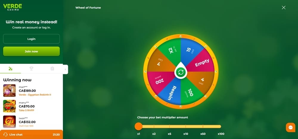 Wheel of Fortune at online Casino Verde